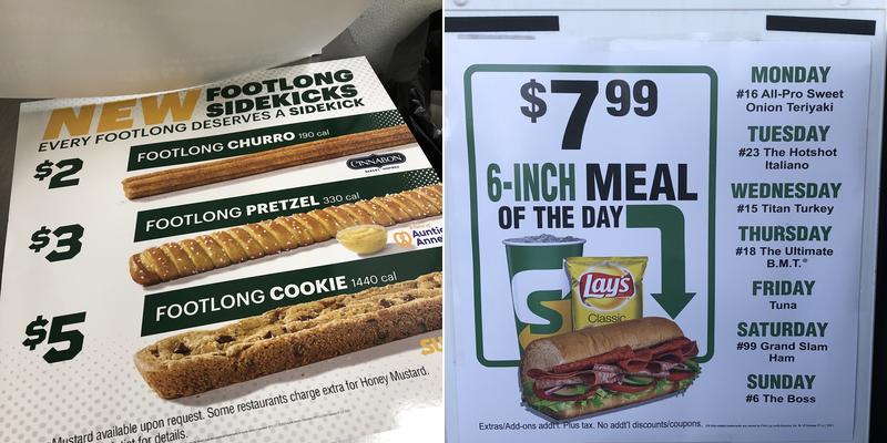 Subway Menu