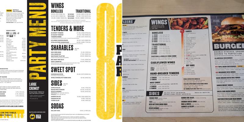 Buffalo Wild Wings Menu