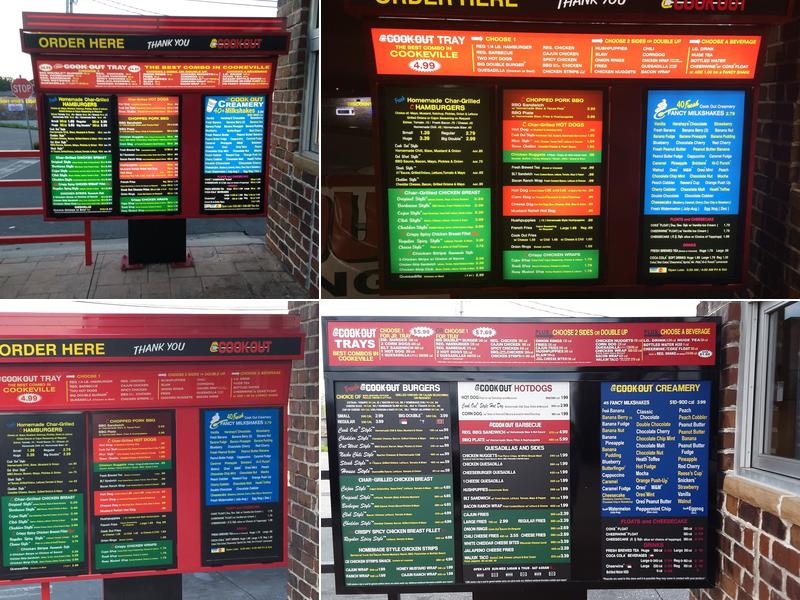 Cook Out Menu