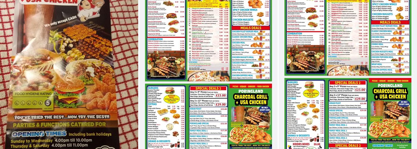 Poringland Charcoal Grill & U S A Chicken Menu