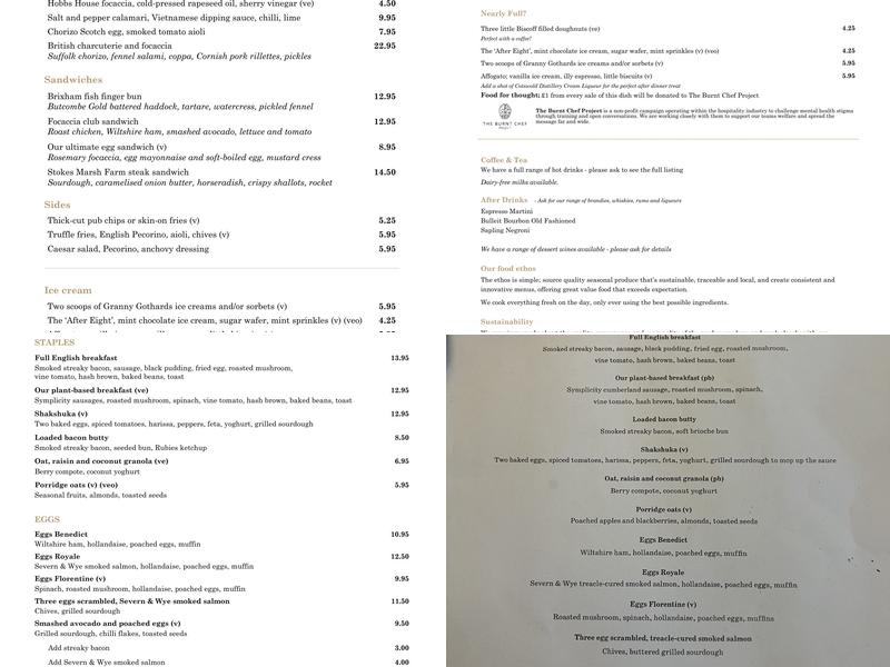 The Castle Inn, West Lulworth Menu