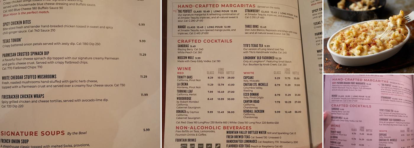 LongHorn Steakhouse Menu