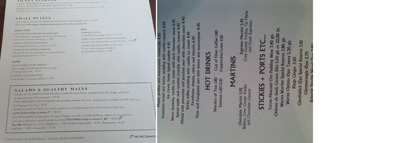 Minnow Weybridge Menu