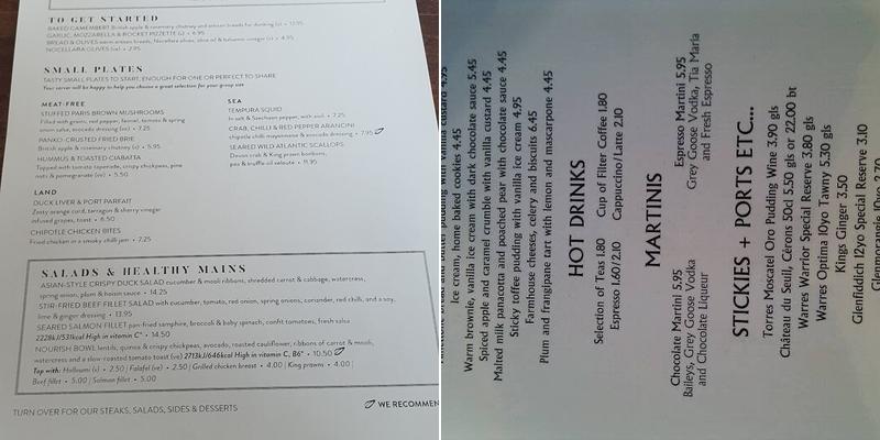 Minnow Weybridge Menu