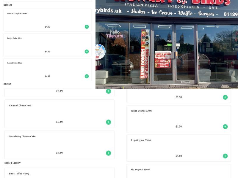 Hungry Birds Menu