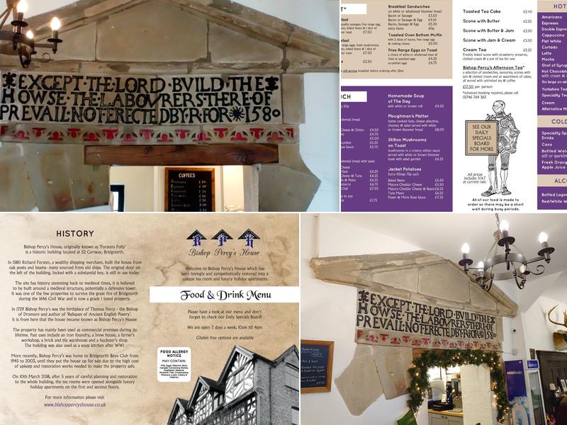 Bishop Percy's Tearoom Menu