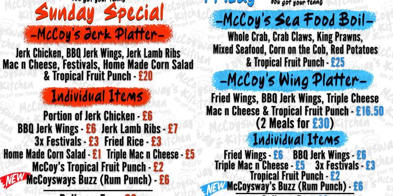 MccoySways Kitchen Menu