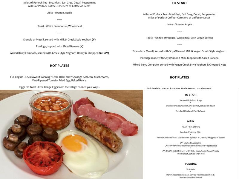 The Great House Menu