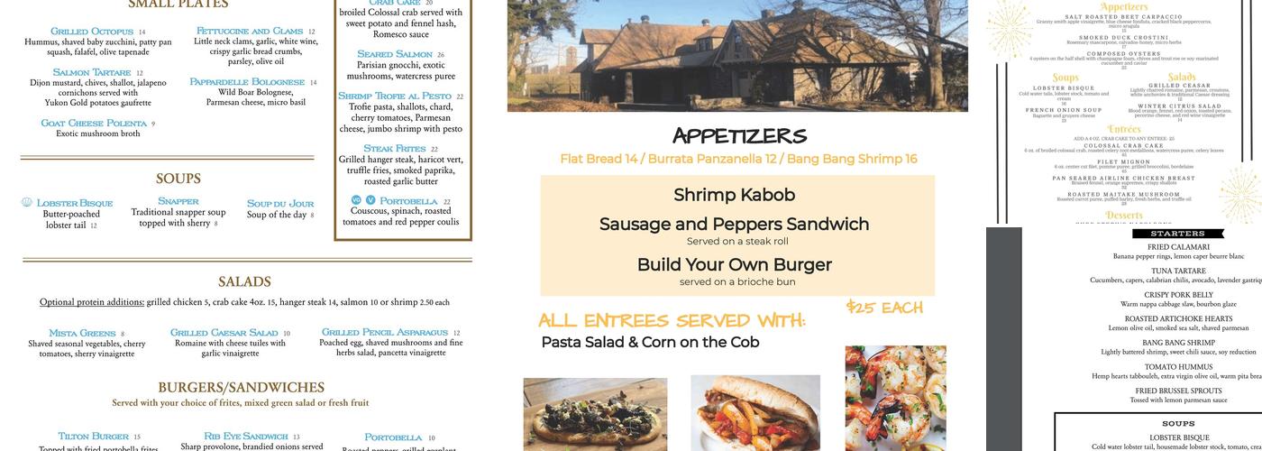 University and Whist Club Menu