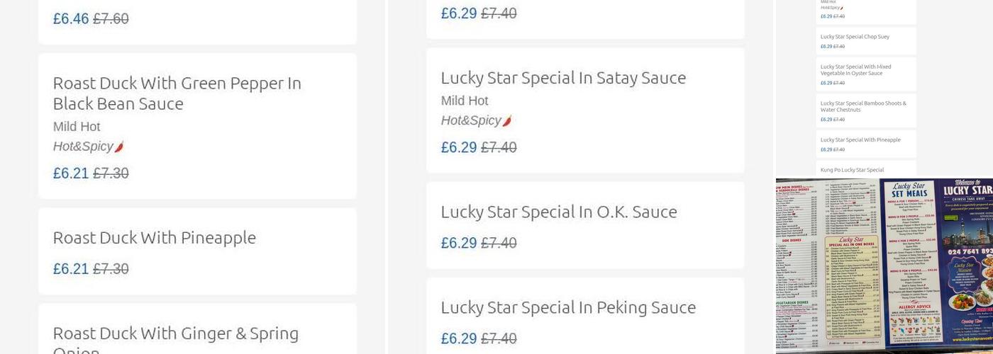 Lucky Star Menu