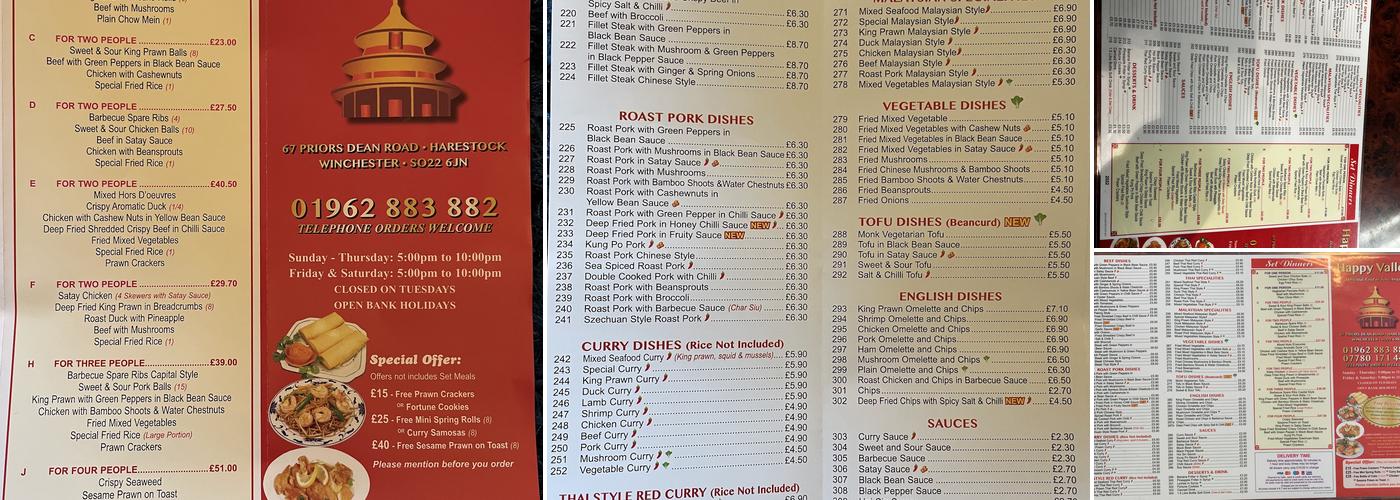 Happy Valley Menu
