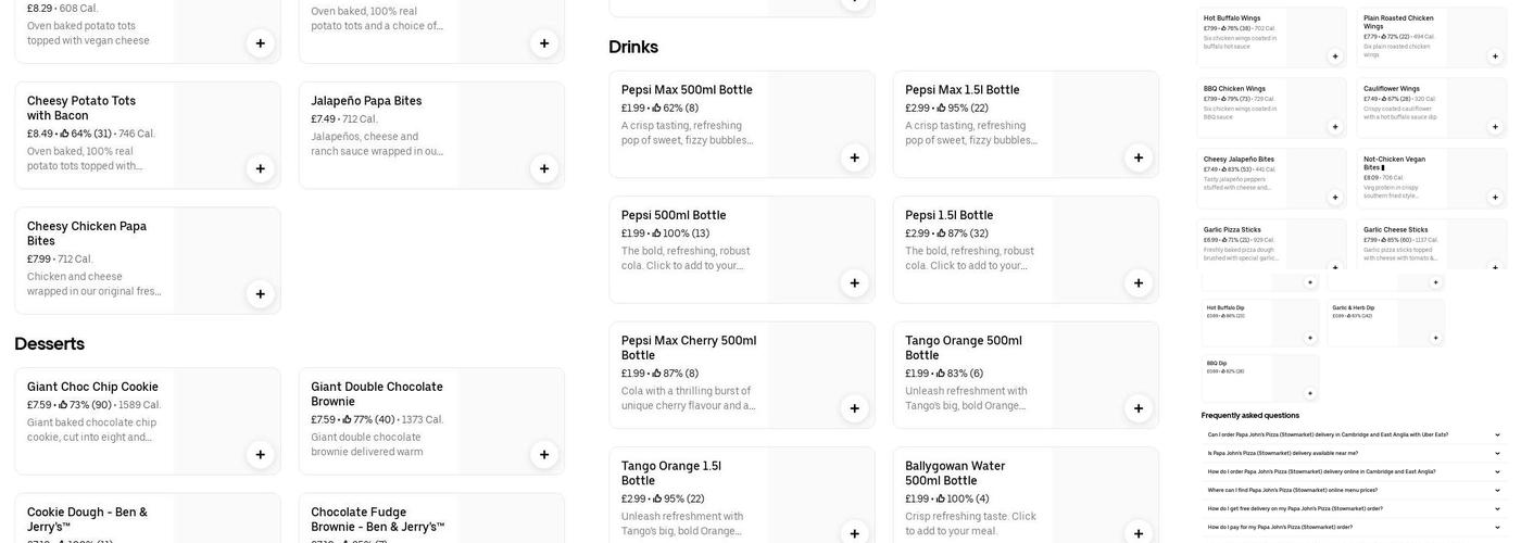 Papa Johns Pizza Menu