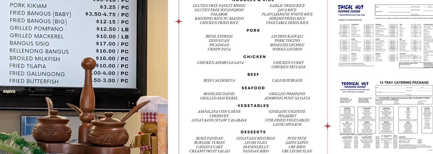 Tropical Hut Philippine Cuisine Menu