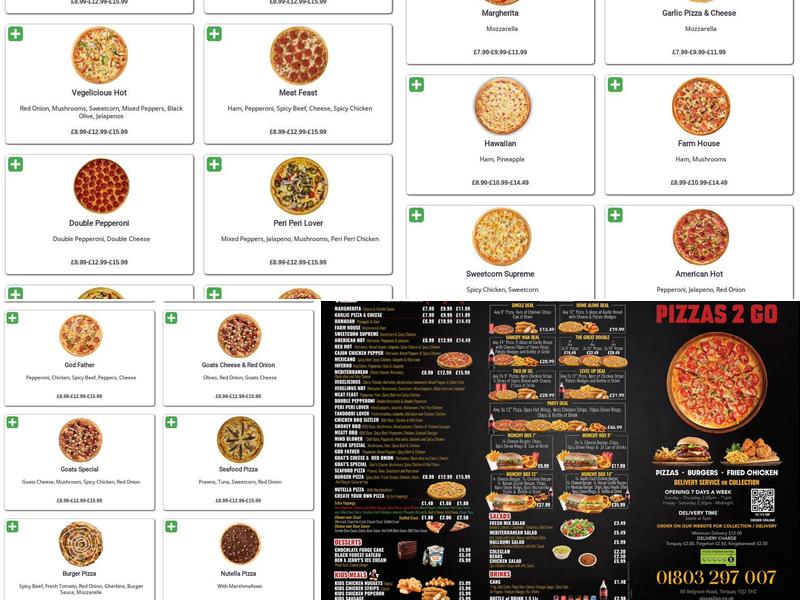 Pizzas 2 GO Menu
