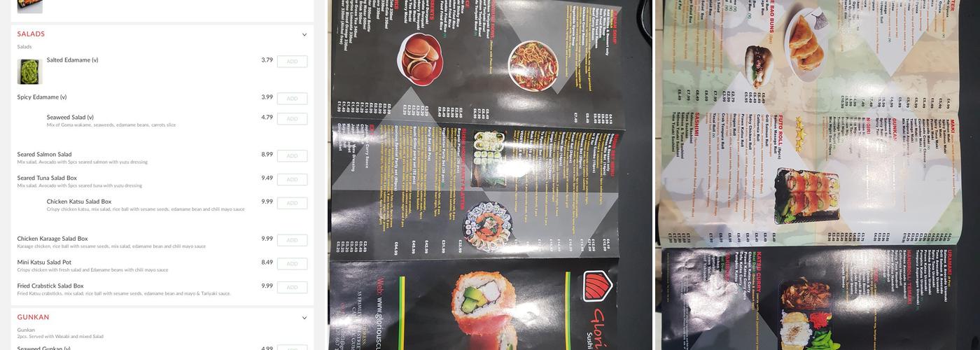 Glorious Sushi & Bento Menu