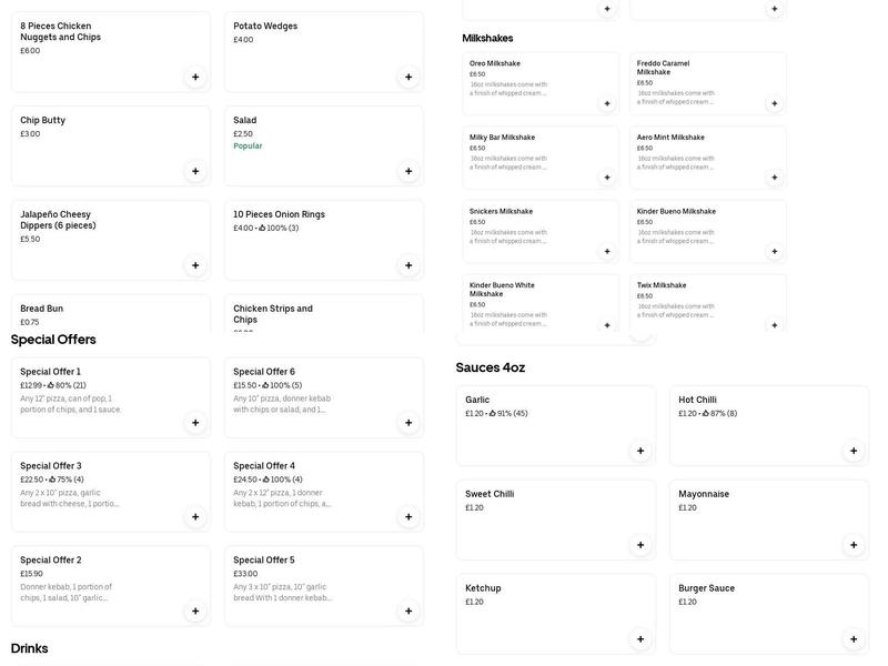 On The Go Pizza Menu