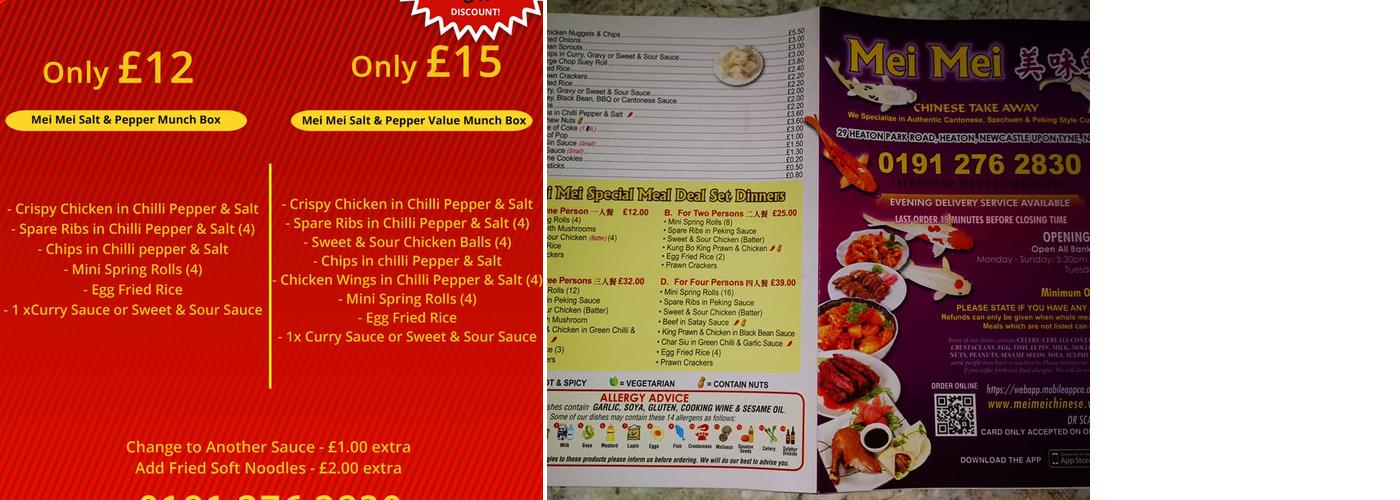 Mei Mei Chinese Takeaway Menu