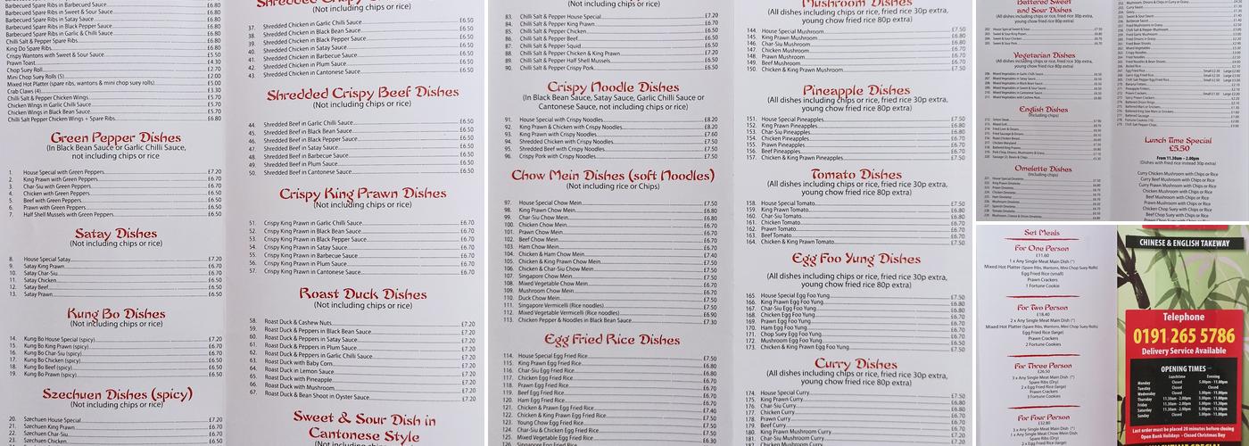 Tam's Chop Suey House Menu