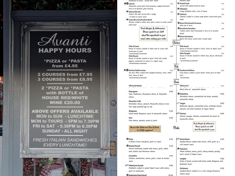 Avanti Menu