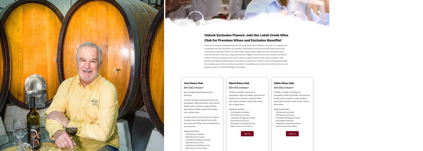 Latah Creek Wine Cellars Menu