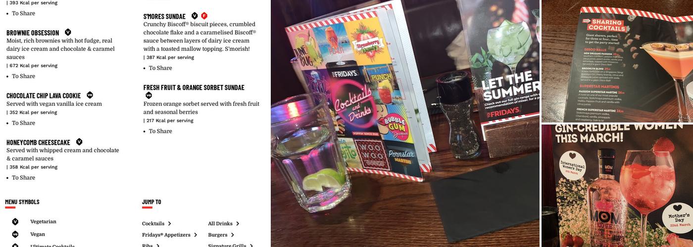 TGI Fridays - Trinity Leeds Menu