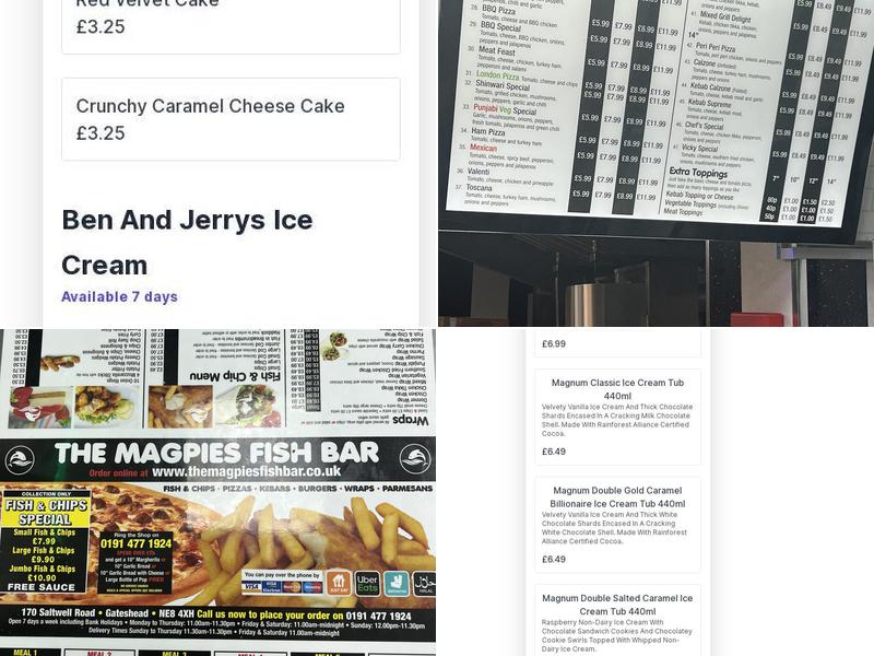 The Magpies Fish Bar Menu