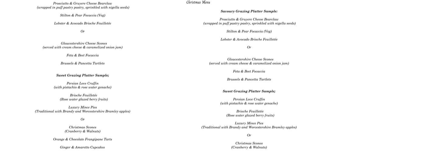 Malvern Bakehouse Ltd Menu