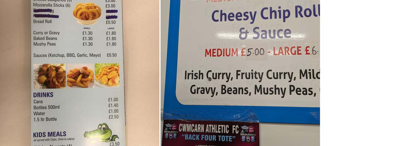 Cwmcarn Fish Bar Menu