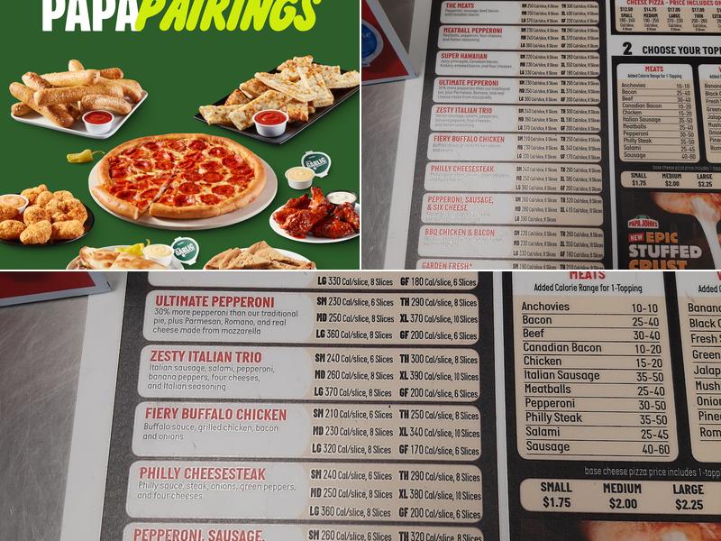 Papa Johns Pizza Menu