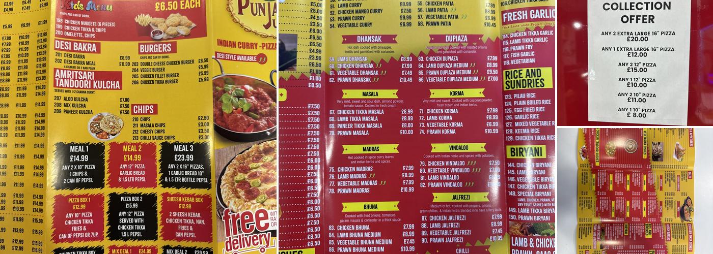NEW PUNJABI JUNCTION (INDIAN CURRY & PIZZAS) BILSTON Menu