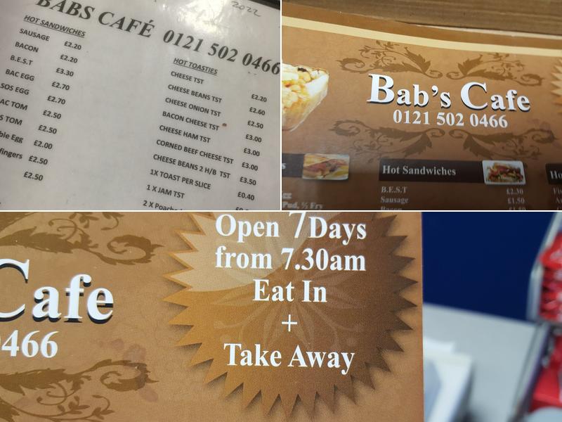 Babs Cafe Menu