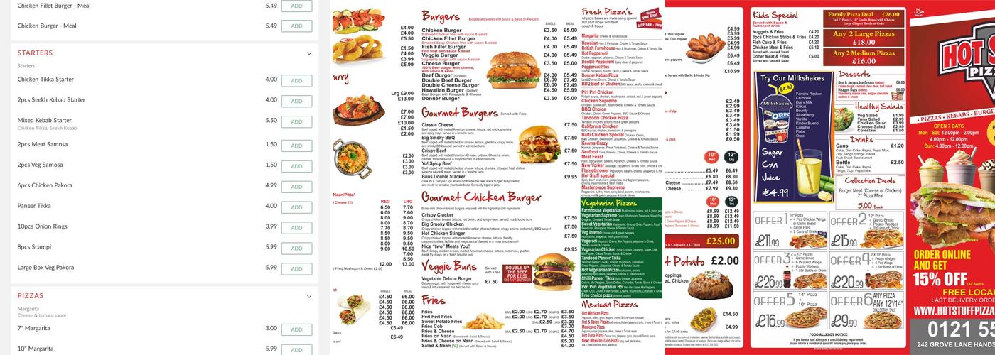 Hot Stuff Pizza - Handsworth Wood Menu