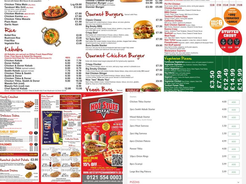 Hot Stuff Pizza - Handsworth Wood Menu