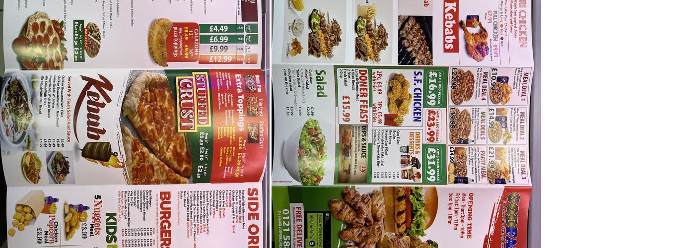 Godfather Pizza Menu