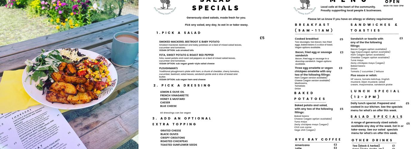 The Sunflower Cafe Menu