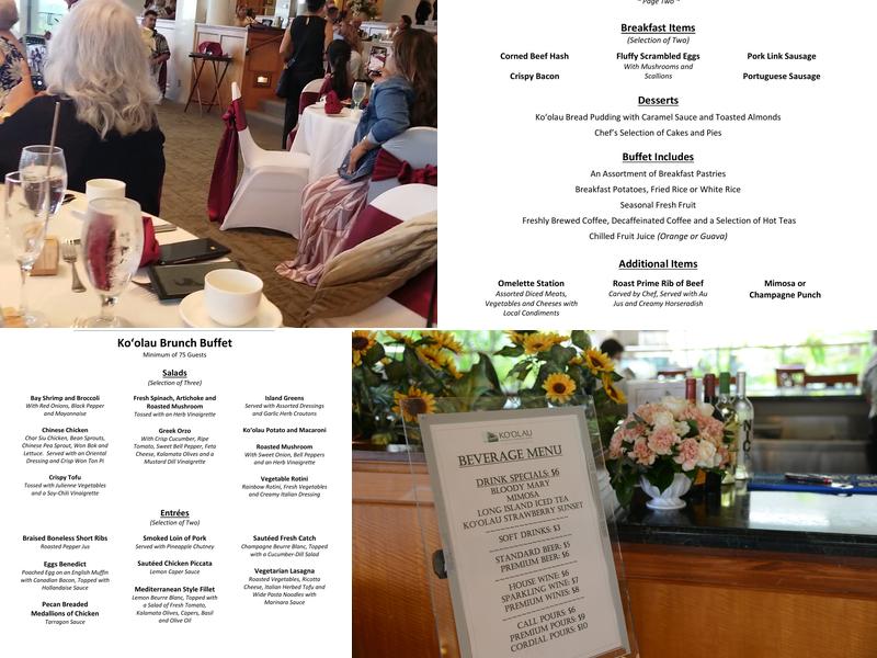 Ko'olau Ballrooms & Conference Center Menu