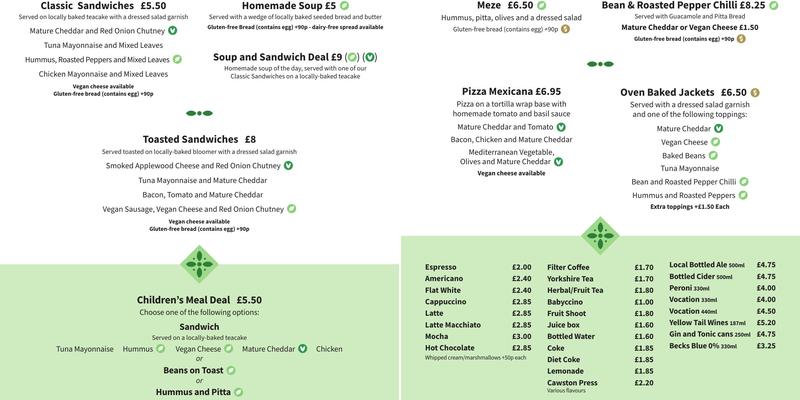 Hebden Bridge Town Hall Café Menu