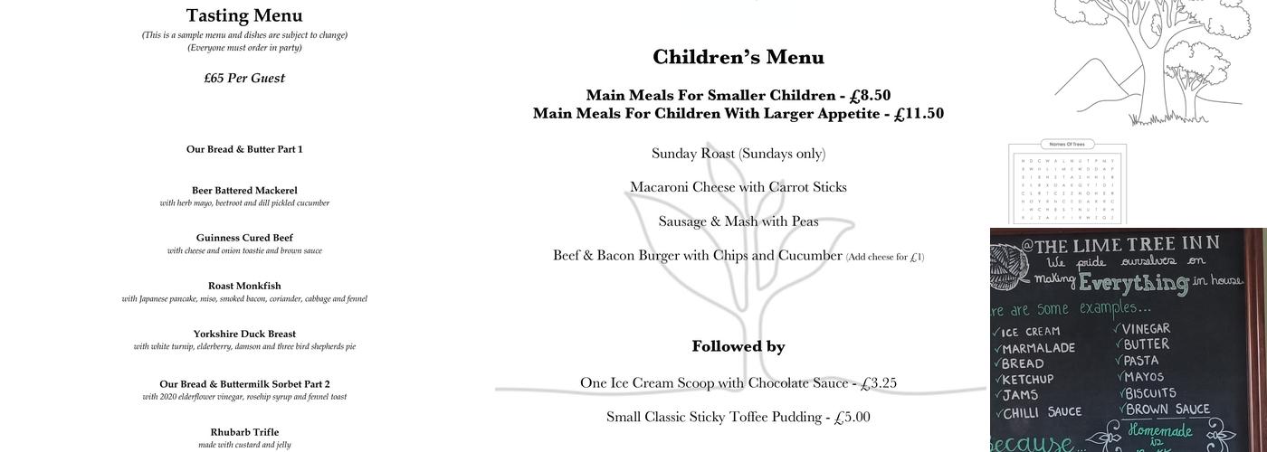 The Lime Tree Inn Menu
