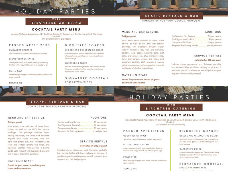 Birchtree Catering Menu