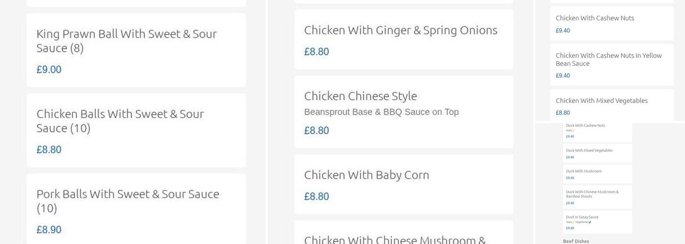 The Swan Chinese & Japanese Kitchen Menu