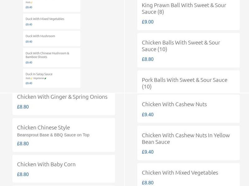 The Swan Chinese & Japanese Kitchen Menu