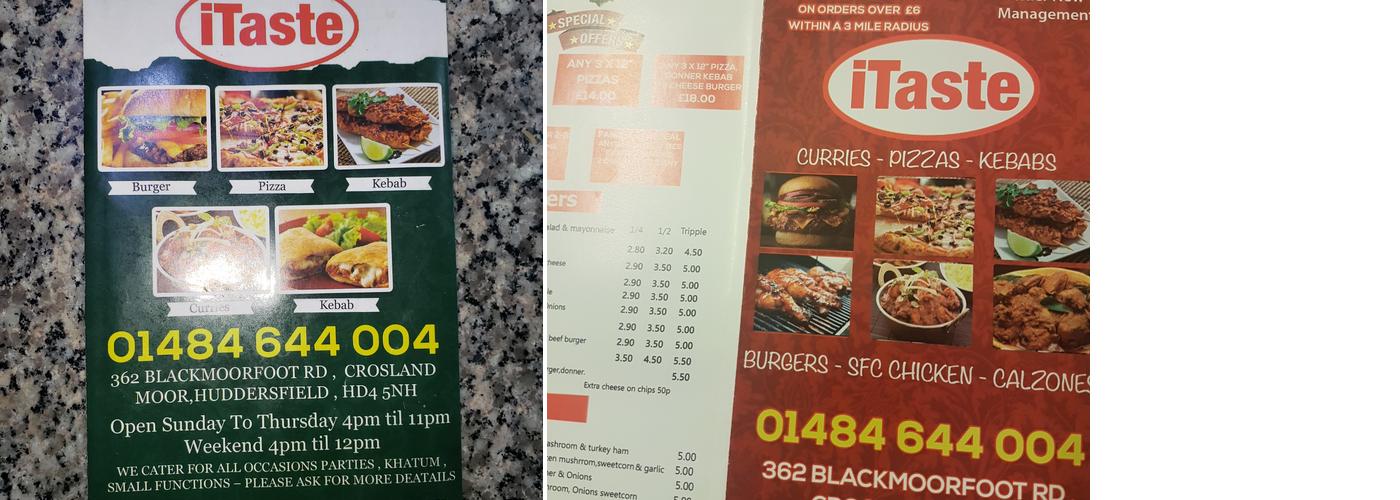 ITaste Huddersfield Menu