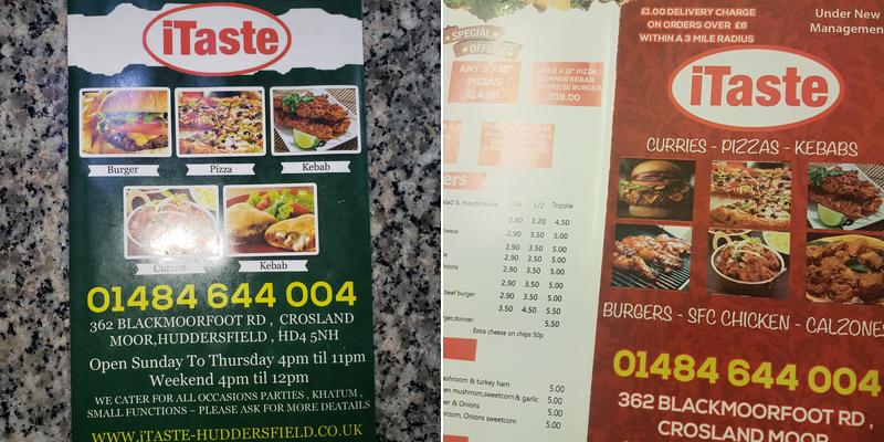 ITaste Huddersfield Menu