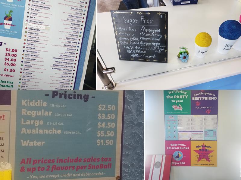 Pelican’s SnoBalls Menu