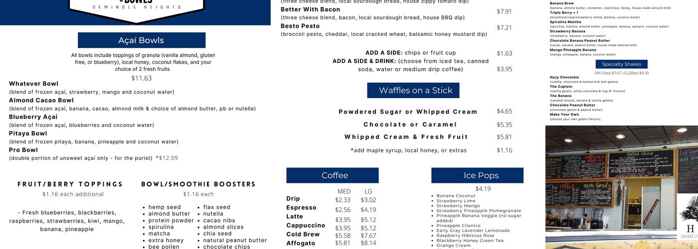 Whatever Pops and Bowls Menu