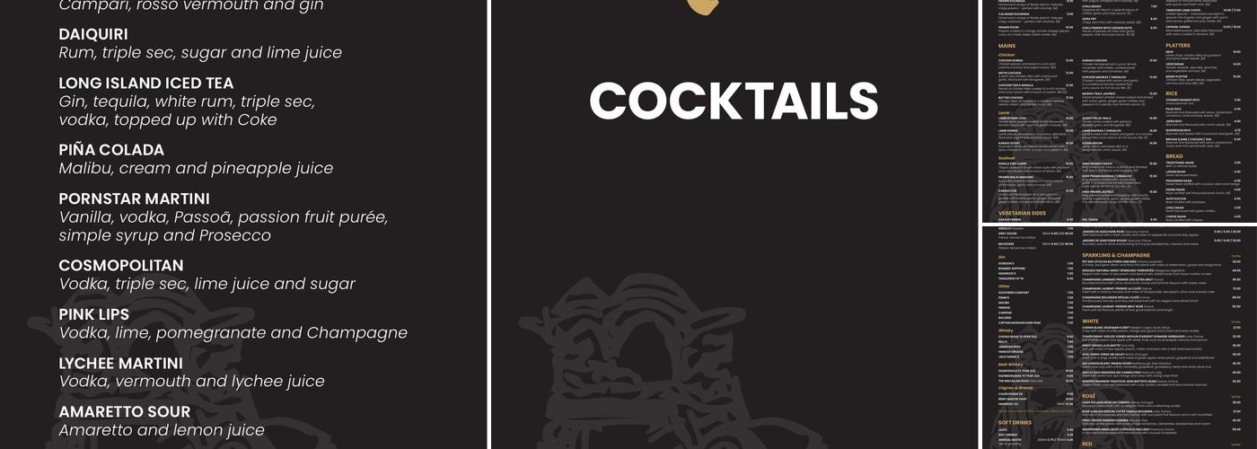 Mala Indian Brasserie Menu