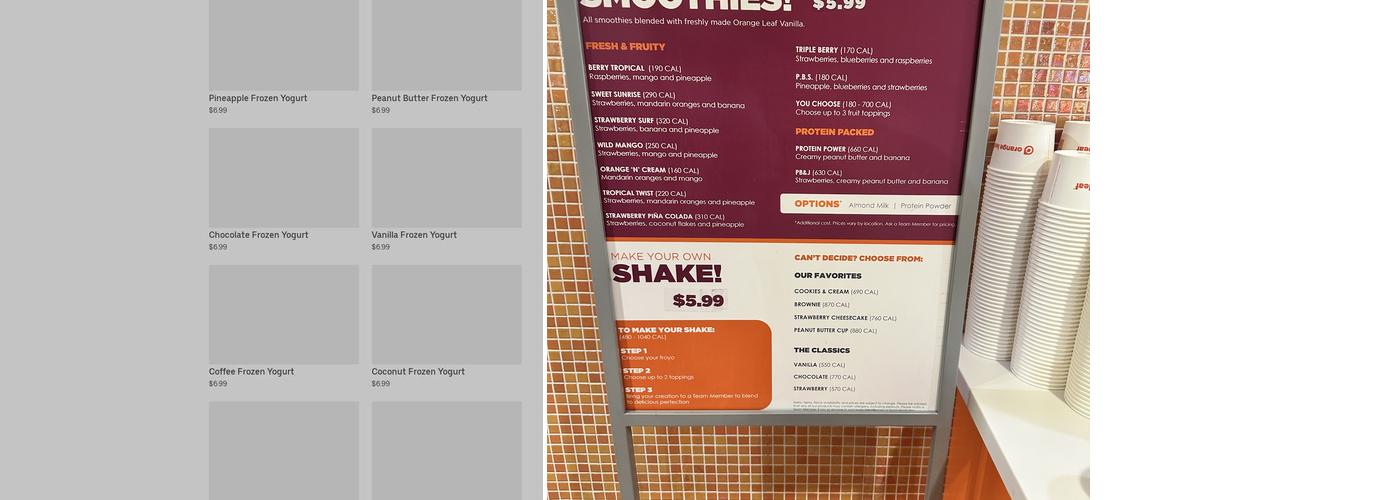 Orange Leaf Frozen Yogurt Menu