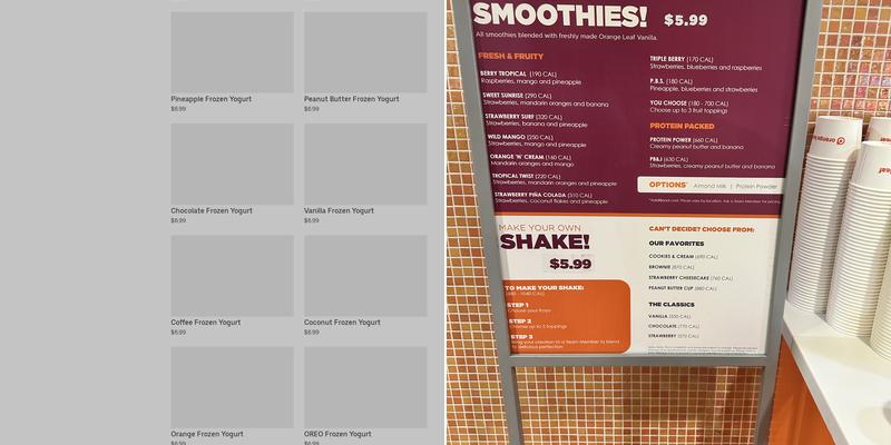 Orange Leaf Frozen Yogurt Menu