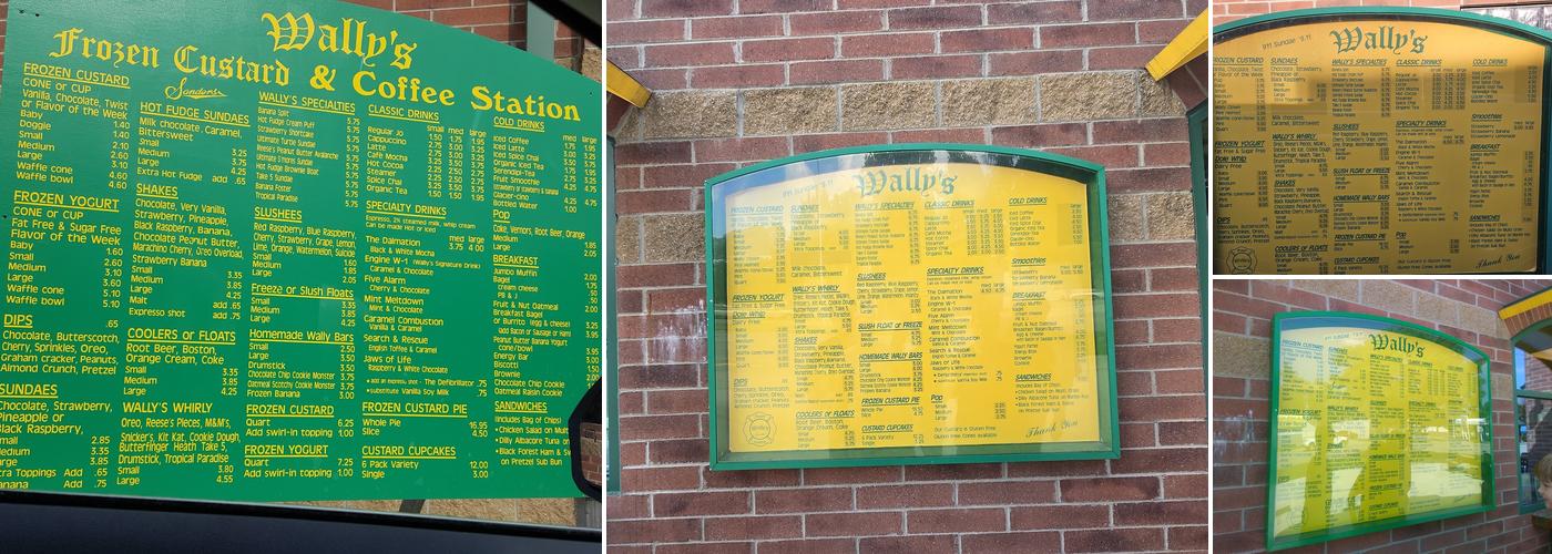Wally's Frozen Custard Menu