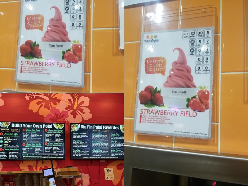 Tutti Frutti Frozen Yogurt Menu